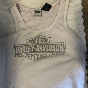 Harley Davidson size large, white tank top